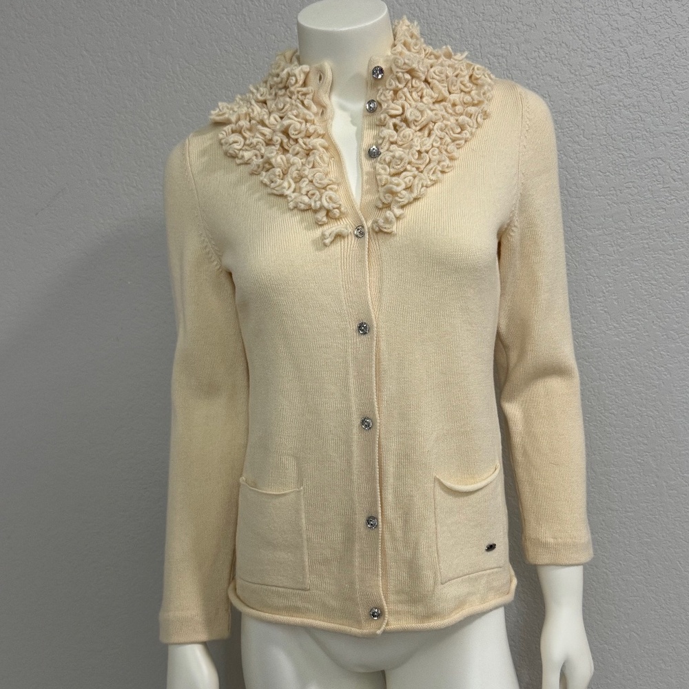 Escada Wool Cream Cardigan Sweater